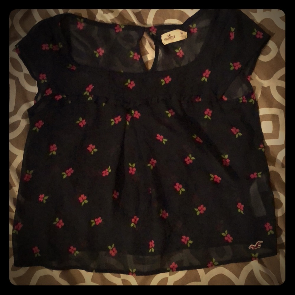Hollister sheer floral shirt